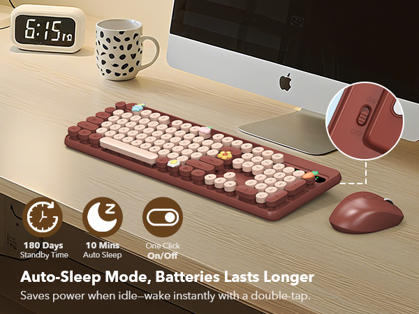 Auto-sleep function saves power; wake up with a double-click. WR