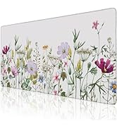 Desk Mat, Vintage Watercolor Flowers Extended Large Gaming Mouse Pad for Desk XXL, Non-Slip Rubbe...