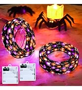cshare Orange and Purple Fairy Lights Battry Operated with Timer, Halloween String Lights for Out...