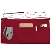 Xeoxarel Waist Aprons with 4 Pockets, Unisex Waitress Waiter Server Apron for Women and Man Half ...