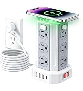 White Power Strip, 6.5 Ft Extension Cord with 12 AC Multiple Outlets 4 USB (2 USB C), SMALLRT Pow...