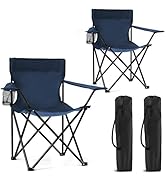 2 Pack Portable Camping Chairs Folding Lawn Chair Outdoor Lightweight Beach Chair with Cup Holder...