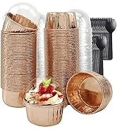 Foil Cupcake Liners With Lids 100 Pack,LNYZQUS 5.5 Oz Cupcake Tins Muffin Tins,Disposable Ramekin...