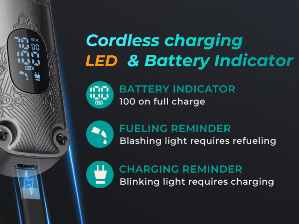 Cordless charging LED Battery Indicator
