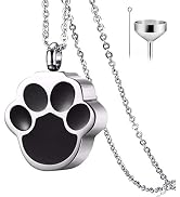 QUMY Pet Cat Dog Paw Print Cremation Jewelry for Ashes Wearable Urn Necklace Keepsake Memorial Pe...