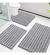 Smiry Bathroom Rugs Sets 3 Piece, Soft Absorbent, Non Slip Rubber Backing Machine Washable Quick ...