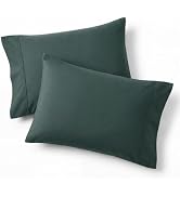 Bedsure Queen Pillow Cases Set of 2 - Forest Green Brushed Microfiber Pillowcase 2 Pack, Super So...