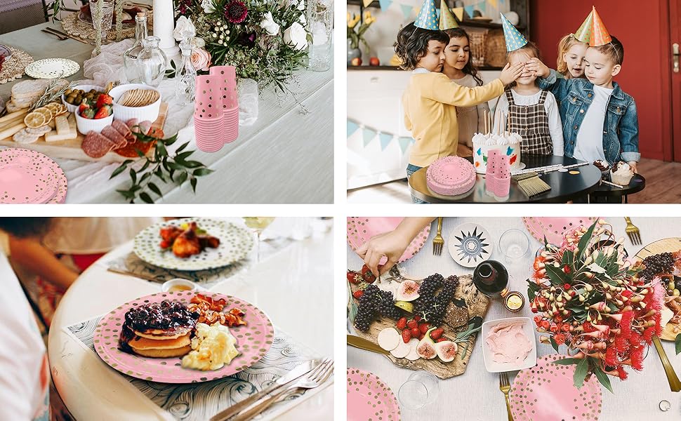 pink plates and napkins party supplies Suitable for various scenarios.
