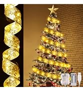 Dailyart Christmas Tree Ribbon String Lights 78Ft 200 LED Fairy Lights with Remote Ribbon Bows Li...