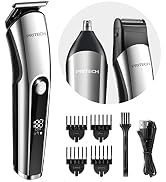 PRITECH Beard Trimmer for Men, 3 in 1 Hair Trimmer for Men Kit, Nose Ear Trimmer, Micro Shaver, M...