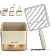 Metal Cat Litter Scooper with Holder, Stainless Steel Metal Litter Scoop Includes Portable Small ...