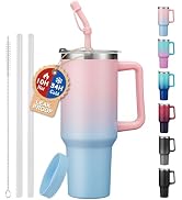 ICIOI 40 oz Tumbler with Handle, Straw and Spout 2-in-1 Lid, Leak-proof Travel Coffee Mug, Stainl...