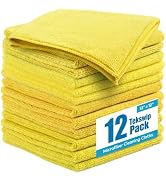 Tekswip Microfiber Cleaning Cloth 12 Pack, 12" x 12", Yellow
