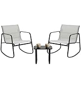 DUMOS 3 Piece Patio Rocking Furniture Set,Outdoor Patio Furniture Conversation Set with Table, Pa...