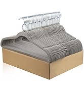 ELONG HOME Velvet Hangers 50 Pack, Grey Slim Felt Hangers with 360° Swivel Hook, Non Slip Skinny ...