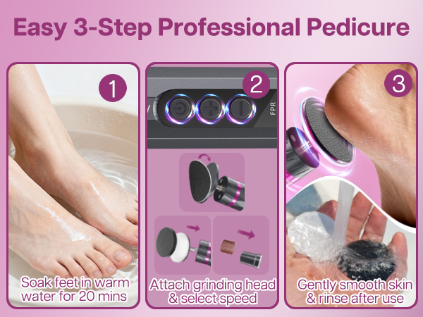 Coarse & Fine Grinding Heads for tough calluses and gentle polishing