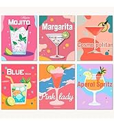 Bougimal 6 Pack Paint by Numbers Kit for Beginners, 11" W x 14" L Cocktail 1 DIY Acrylic Paint Se...