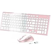 FENIFOX Wireless Keyboard and Mouse, Rechargeable USB C Combo Silent Quiet Compact Full Size Flat...