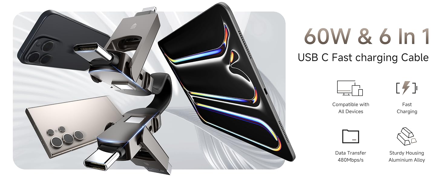 6 in 1 multi charging cable
