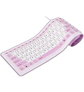 Sanpyl USB Wired Foldable Silicone Keyboard, 103 Keys, Mute Typing, Waterproof, PC Laptop