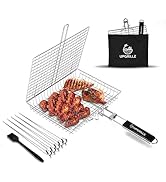 BBQ Fish Grill Basket for Outdoor Grill, Stainless Steel Vegetable Grilling Basket with Detachabl...