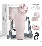 HandFan 40 oz Tumbler with Handle & 5000mAh USB Portable Fan – Insulated Stainless Steel Tumbler ...