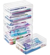 Sooez 6 Pack Clear Pencil Box, Plastic Large Capacity with Snap-tight Lid, Office Supplies Storag...