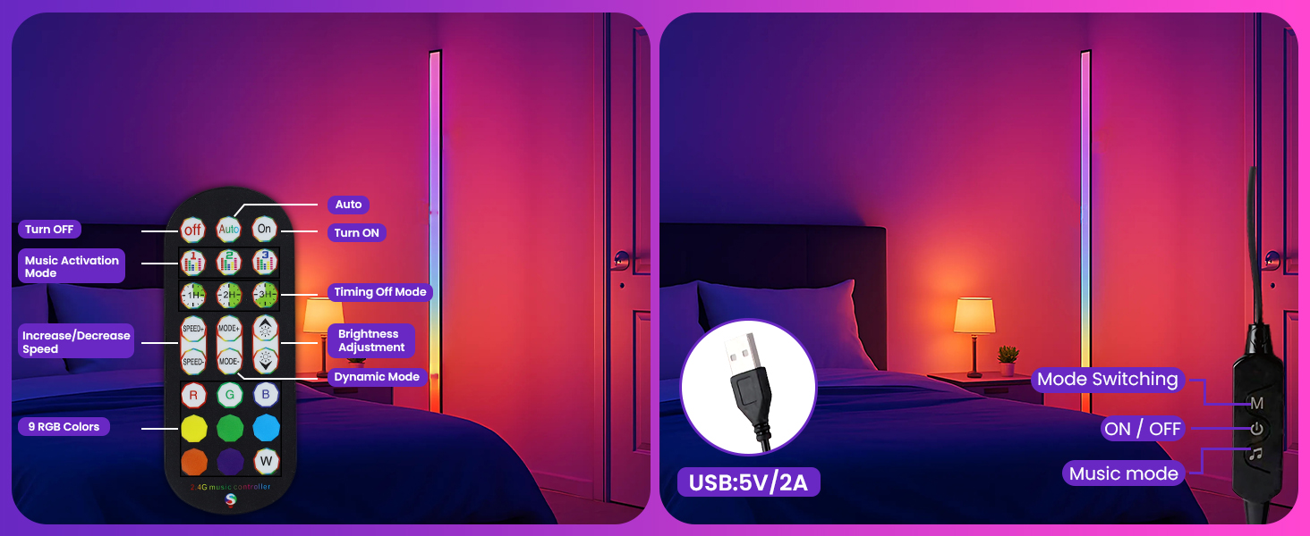 Oizuon Corner Floor Lamp