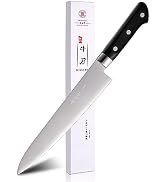 Sumteene Japanese Chef Knife - 9.5 inches, Professional Sushi Knife with Black Ergonomic Handle