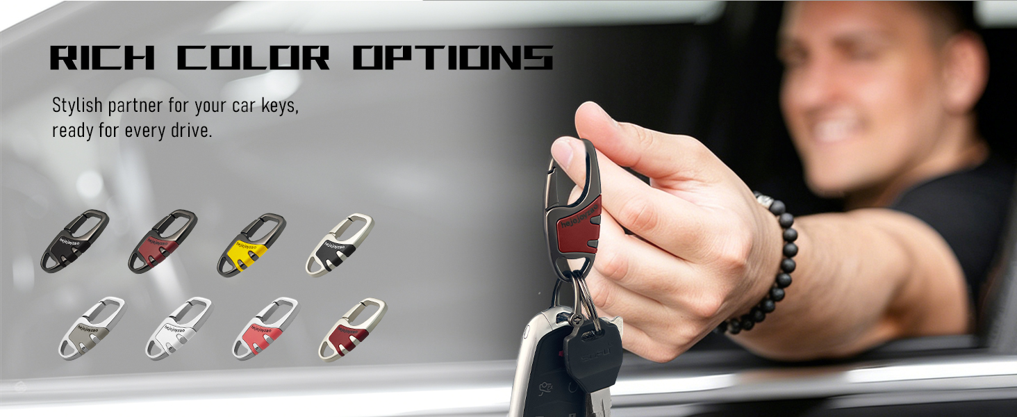 Rich color options, this carabiner keychain matches car keys for stylish daily outings.