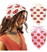 DRESHOW Floral Crochet Hair Bandana Tie Knotted Headscarf Vintage Headband Knitted Head Kerchief ...