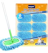 KEEPOW 6 Pack Reusable Wet Pads Refills & Dry Sweeping Cloths Compatible with Swiffer Sweeper Mop...