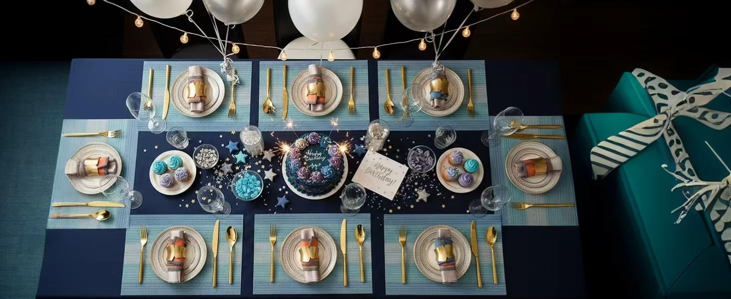 blue placemats