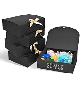 WLUSEAXI 20Pack Large Gift Boxes with Lids, 12.2x9.8x3.1Inch Black Gift Boxes with Ribbon, Grooms...