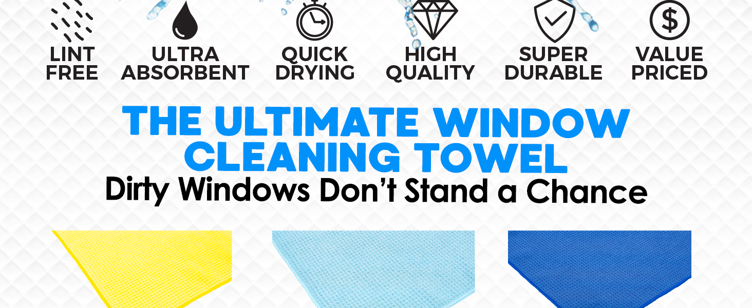 The Standard Waffle Weave, a versitile towel made for cleaning windows and glass.