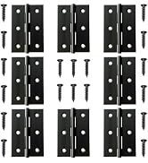 8 Pack 3 Inch Black Stainless Steel Door Hinges with Screws - Rustproof Cabinet Door Hinges for F...