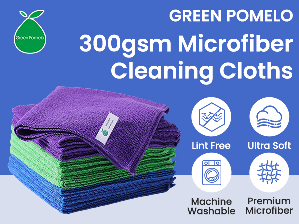 12 Pack Microfiber Cleaning Cloths,16"x16" Microfiber Towels for Cars Towels,300GSM Absorbent