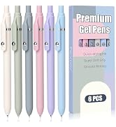 Fenmay Gel Pens, 6 Pcs Smooth Writing Pens No Bleed & Smear, Black Ink Cute Pens Fine Point (0.5m...