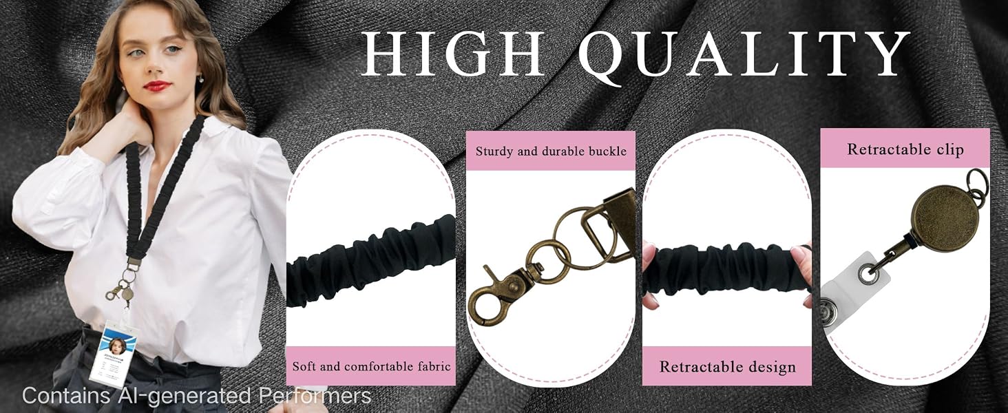 Scrunchie Lanyard for ID Badges Set