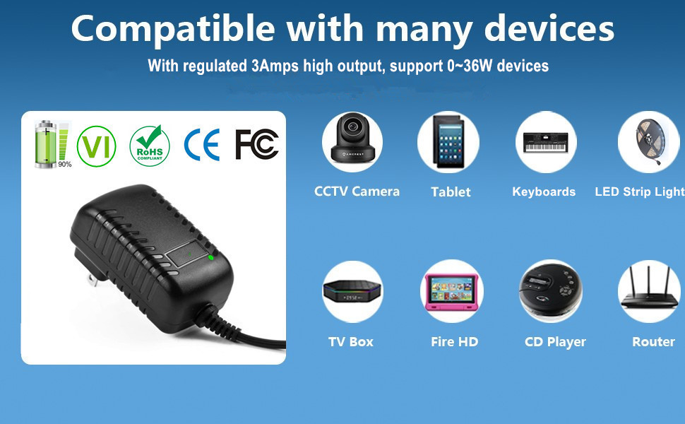 12v 3a power supply charger