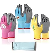 SLARMOR Kids-Gardening-Gloves for Age 3-12, Rubber-Coated Garden Yard Work-Gloves for Children To...
