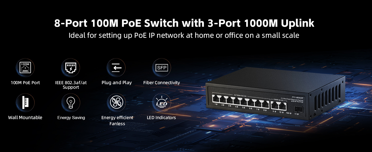 11-Port Fast Ethernet PoE Switch