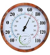 10 Inch Indoor Outdoor Thermometer Hygrometer Combo, Large Dial Analog Temperature Humidity Gauge...