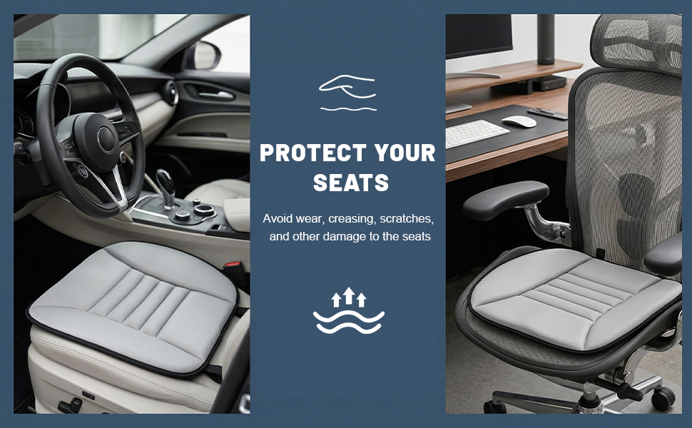 Car Seat Cushion, 1.2" Thick Comfort Memory Foam Auto Seat Pad with Non Slip Bottom