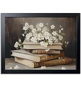 ARKZSHO Wood Frame Floral Canvas Poster Wall Art Book Painting Wall Decor