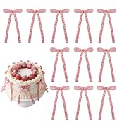 30 PCS Red Gingham Bows for Cake Ribbon Bow Cake Toppers Bow Cupcake Topper for Birthday Wedding ...