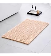 Ruggnovea Waffle Bath Mat Non Slip Washable 32x20, Super Absorbent Quick Dry Boho Bathroom Rugs w...