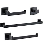 TURS 4-Piece Bathroom Hardware Set Black Towel Bar Set Stainless Steel Towel Bar Hand Towel Holde...