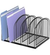 SUPEASY File Organizer for Desk, 5-Section Mesh Desk Organizer, Vertical File Holder Desktop Orga...