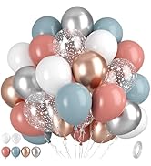 Dusty Pink Blue Balloons, Pink Blue Balloons, Silver White Rose Gold Blue Balloons, Clear Star Pr...